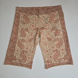 Lucky Brand Knit Wear Paisley Floral Boho Lounge Shorts Yellow Orange Women's L